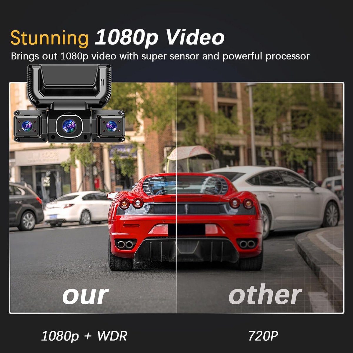 Dashcam - Dashcam voor auto - 4-kanaals dashcam voor - Gratis OBDII-hardwire - 1080P - 24/7 parkeerbewaking, 360° camera met wifi, loopopname, nachtzicht – foto 3