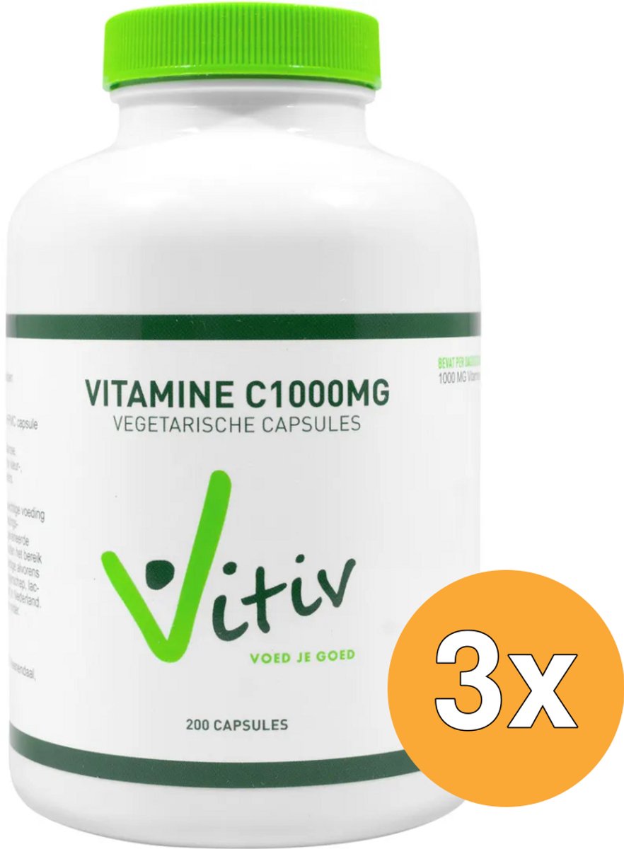 3x Vitiv Vitamine C1000 (200 capsules)