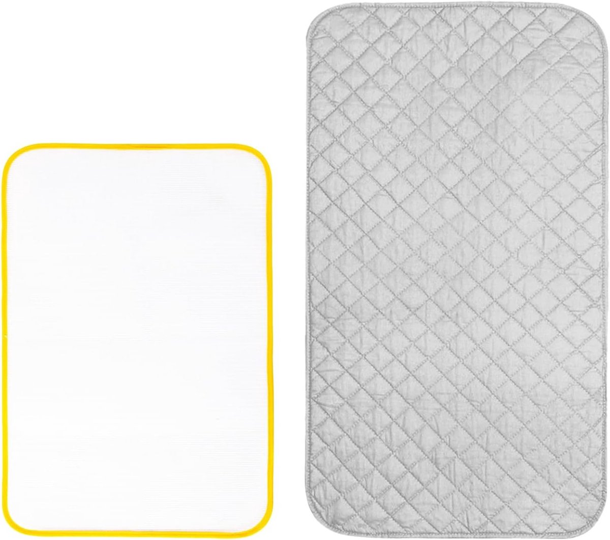 Set van 2 Strijkmatten, Draagbare Strijkpad voor Tafel, Vouwbare Strijkdeken, Ideaal voor Thuis en Reizen, Geschikt voor Stoomstrijkijzers en Strijkplanken
