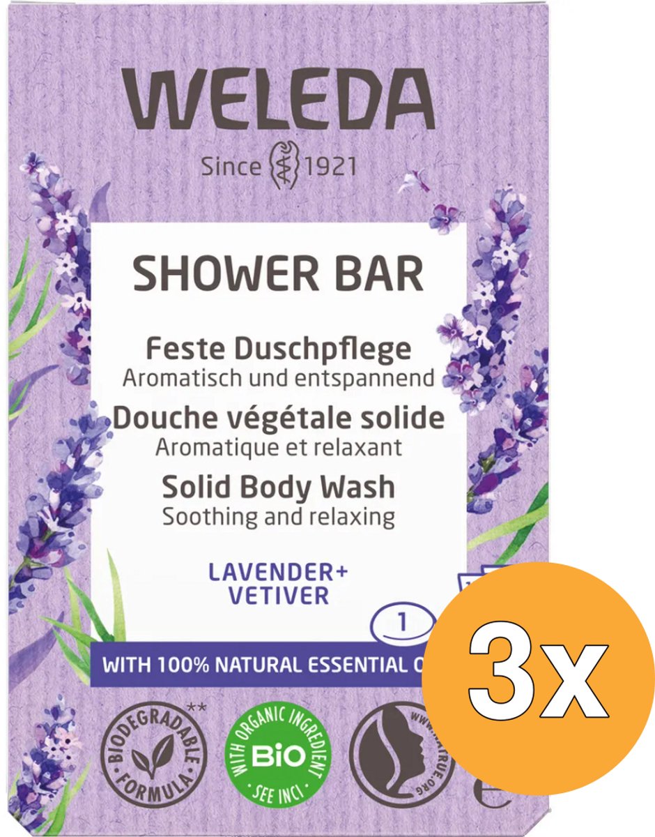 3x WELEDA Shower bar lavender + vetiver (75 gr)
