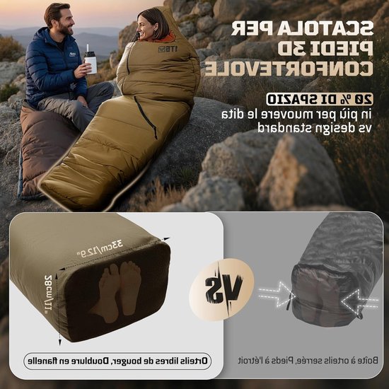 Ultralichte en compacte mummieslaapzak voor 3-4 seizoenen (-4 °C tot 2 °C) - Geschikt voor outdoor camping, trekking en reizen - Voor volwassenen (tot 185 cm) — afbeelding 4