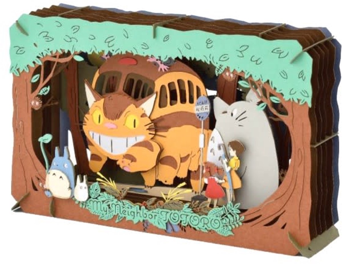 Studio Ghibli - Ensky - My neighbour Totoro - Bouwpakket Paper Theater - Aankomst Catbus - 16 x 10 x 4 cm