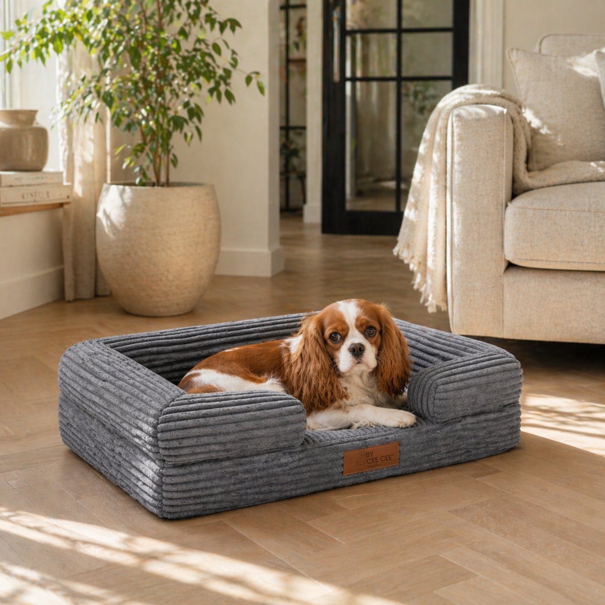 By Cee Cee Orthopedische Hondenmand – Orthopedisch Hondenkussen – Hondenbed – Ribstof - Voor Kleine Honden - Donkergrijs - 80x55cm - Jax – foto 7