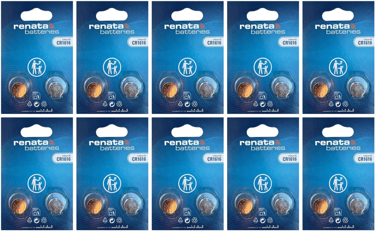 Renata - Knoopcel batterijen - CR1616 - Lithium - 3V - 10 stuks