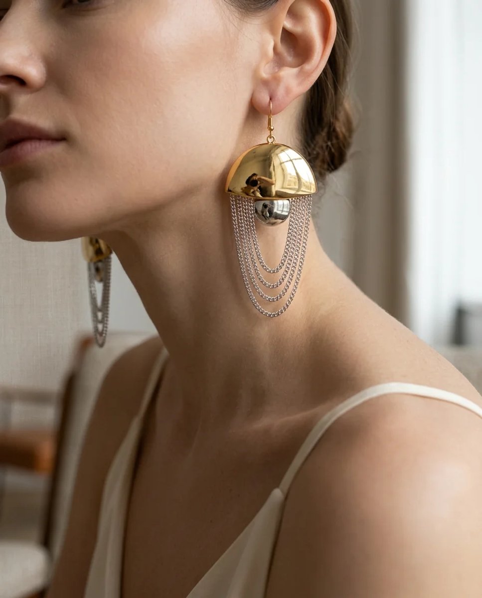 Dorvina Messing Dames Oorbellen Goudkleurig Mantar Model Hangende Ketting Vintage Dames Oorbellen