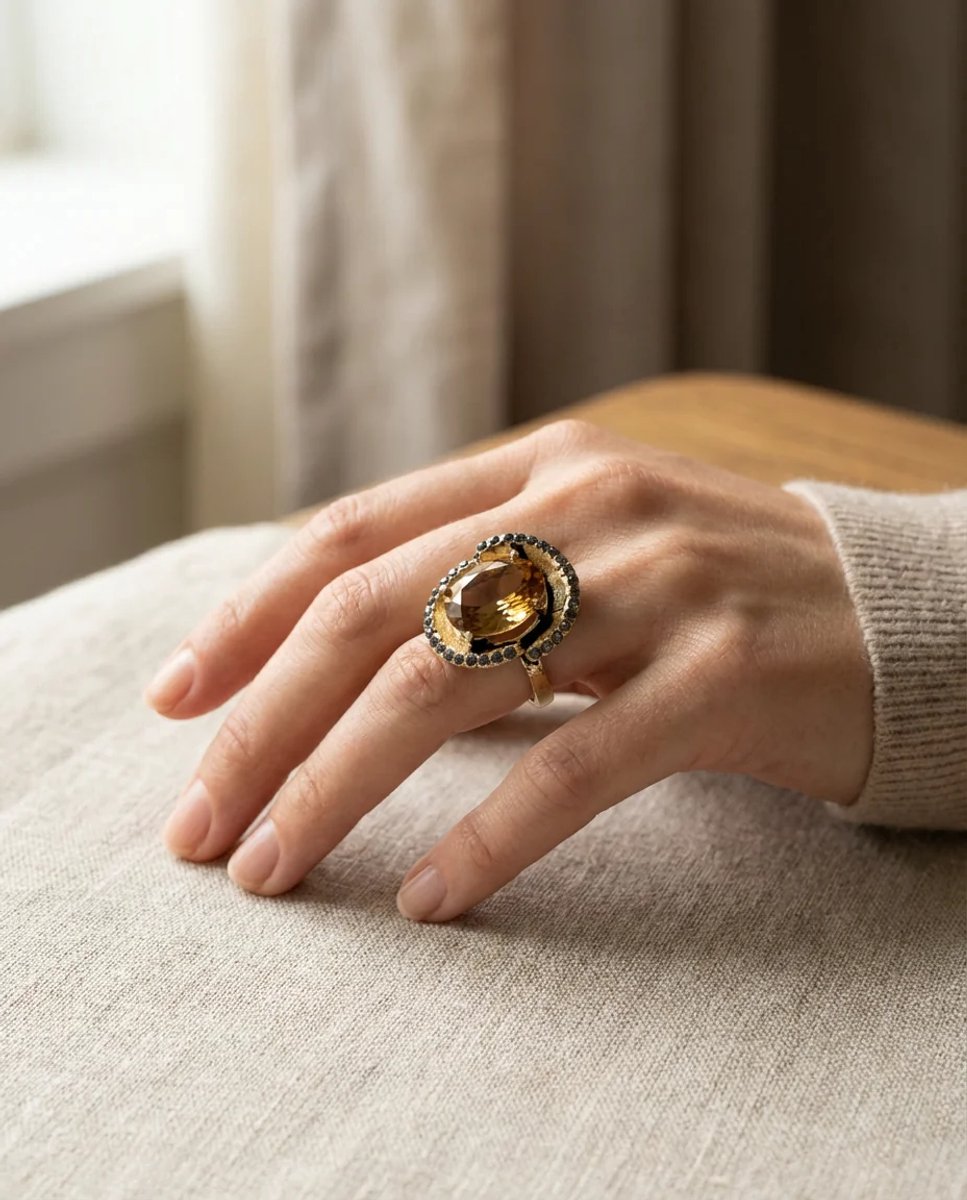 Dorvina Bronzen Sieraad Authentiek Kleur Kleurveranderend Zultanit Steen Ovaal Kesim Dalga Model Verstelbaar Vintage Dames Ring