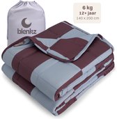 BLENKZ - verzwaringsdeken kind 6kg - 140x200 - Big Check Velvet Blue - verzwaringsdeken 1-persoons - zwaartedeken - verzwaringsdekens