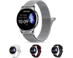 Evy24 Smartwatch Pro 42mm - Smartwatch Dames - Horloge met Belfunctie - Sporthorloge Dames - AMOLED - Bloeddrukmeter - Stappenteller - Android en iOS - Zilver