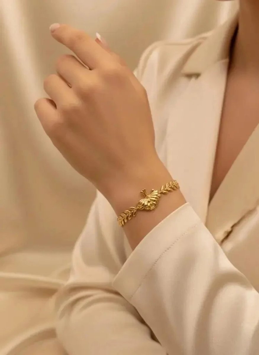 Dorvina 316L Staal Verkleurt Niet Duurzaam Sieraad Goudkleurig Blad Ketting Yasam Agaci Armband