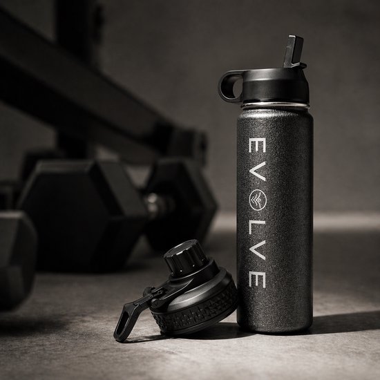 Fit Evolve Fietsbidon 600 ml – RVS Drinkfles - Waterfles – Geïsoleerde Thermosfles – Bidon voor Racefiets & Mountainbike – Past in Elke Bidonhouder