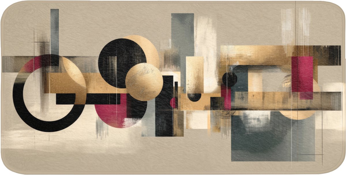 Badmat 120x60 cm - Antislip - Abstract - Vormen - Beige - Texturen - Badmatten voor badkamer - Badkamermat - Douchemat - Badkamer mat