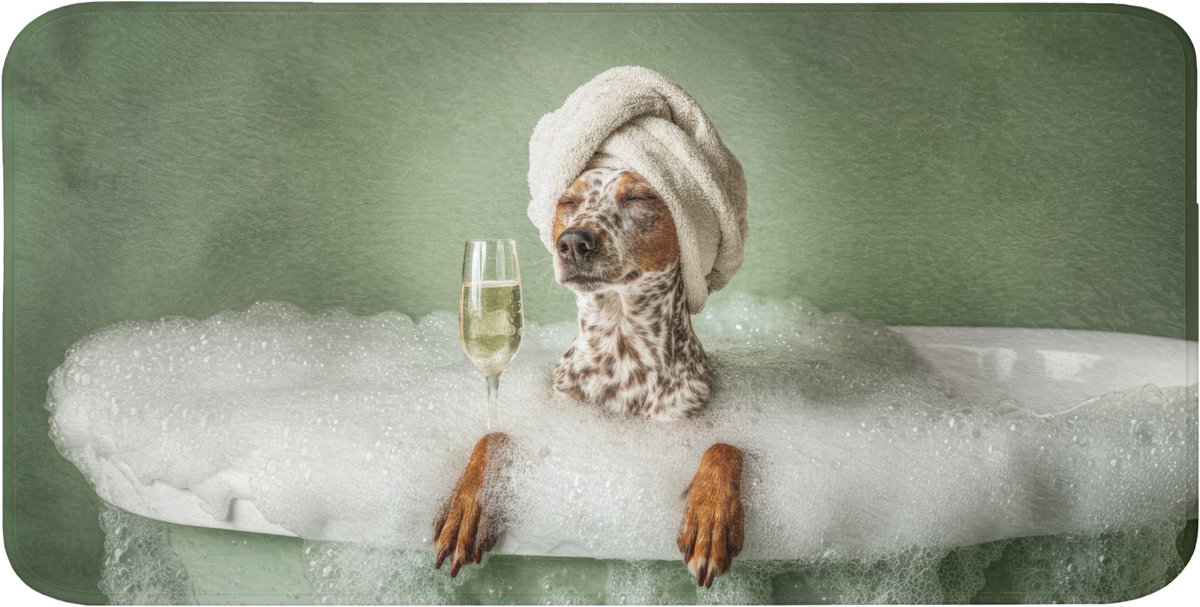 Badmat 120x60 cm - Antislip - Hond - Bad - Champagne - Handdoek - Badmatten voor badkamer - Badkamermat - Douchemat - Badkamer mat