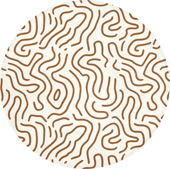 Badmat rond 70x70 cm - Antislip - Minimalistisch - Patroon - Terracotta - Badmatten voor badkamer - Badkamermat - Douchemat - Ronde badkamer mat