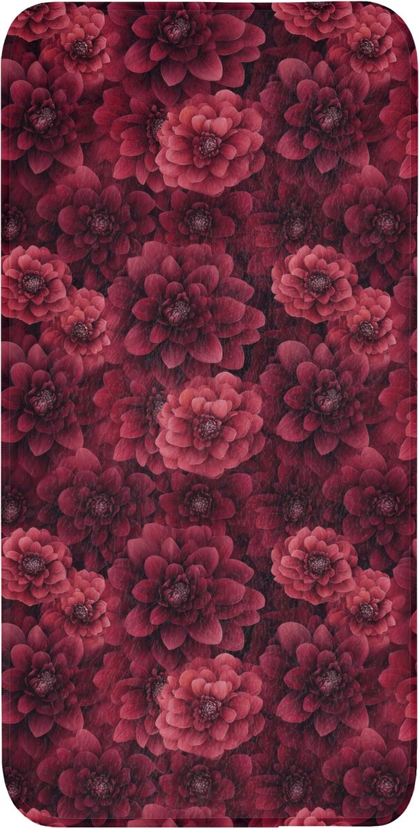 WC mat 60x120 cm - Antislip - Dahlias - Bloemen - Rood - Toiletmat - Vloermat - Douchemat