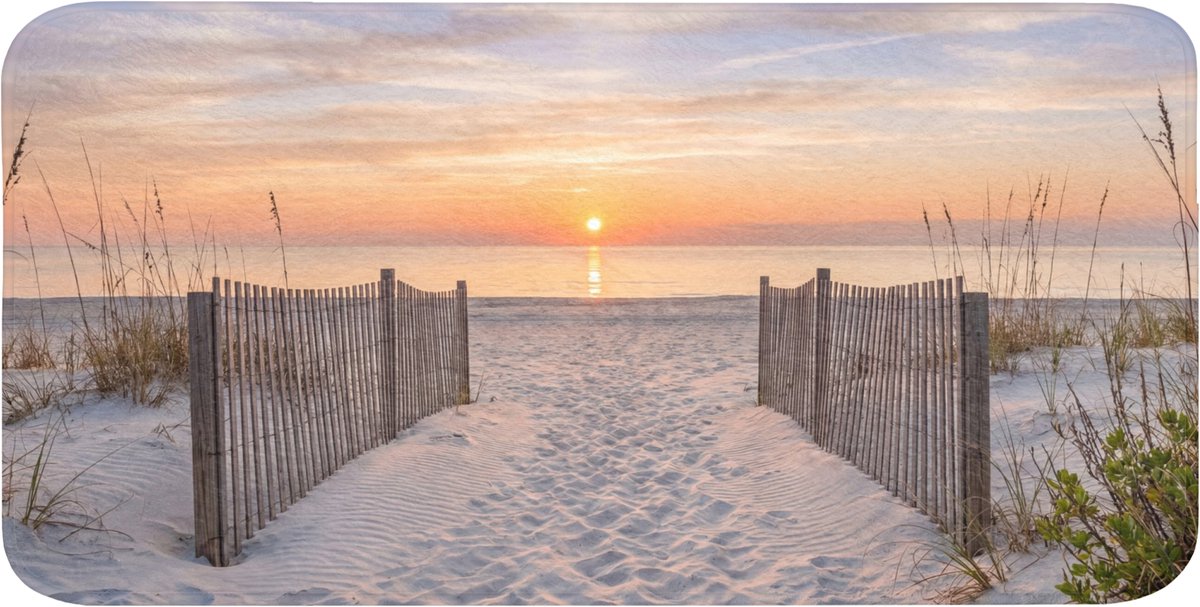 WC mat 120x60 cm - Antislip - Zonsondergang - Strand - Zand - Toiletmat - Vloermat - Douch