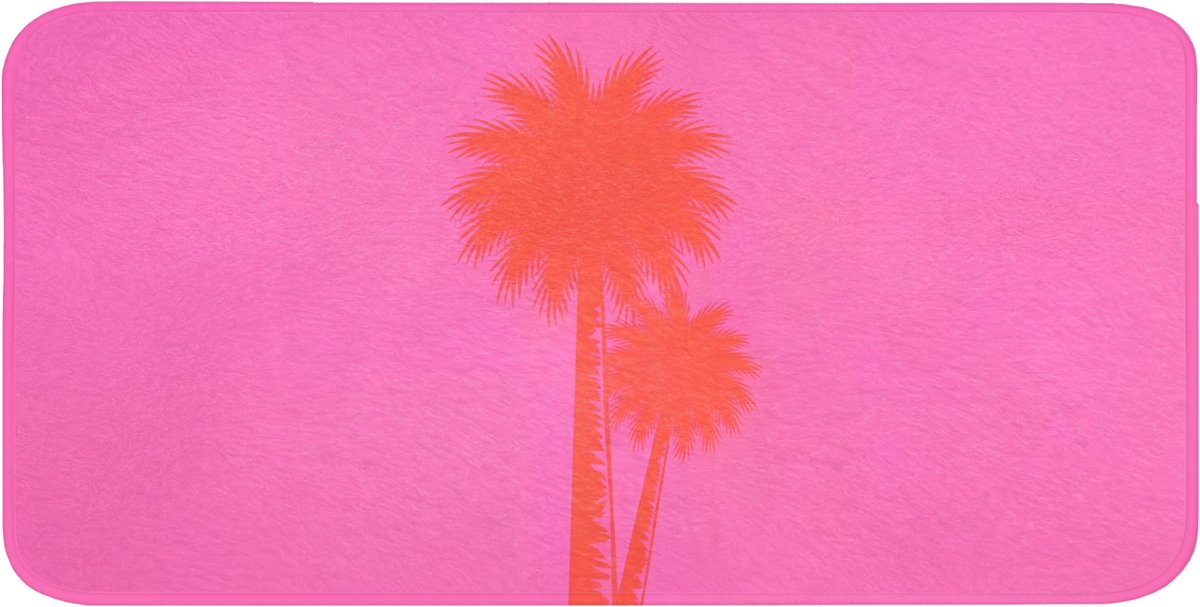 Badmat 120x60 cm - Antislip - Palmbomen - Modern - Roze - Badmatten voor badkamer - Badkamermat - Douchemat - Badkamer mat