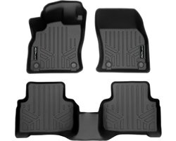 Smartliner 3D Automatten Set Voor- en Achterrij Audi Q3 2019 en Later - Op Maat Gemaakte Vloermatten met Verhoogde Randen - Duurzaam Polyethyleen - Zwart - Alle Seizoenen Bescherming