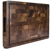 KAAMUT® Houten Snijplank Zwarte Walnoot – Massief Kopshout – 45×30×4 cm – Extra Dik – Sapgeul & Antislip Voetjes