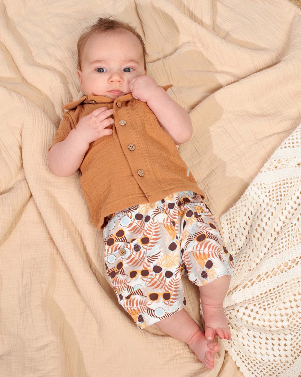 B.E.S.S. Baby Kledingset jongens Shirt Amber en Broek Printje maat 80