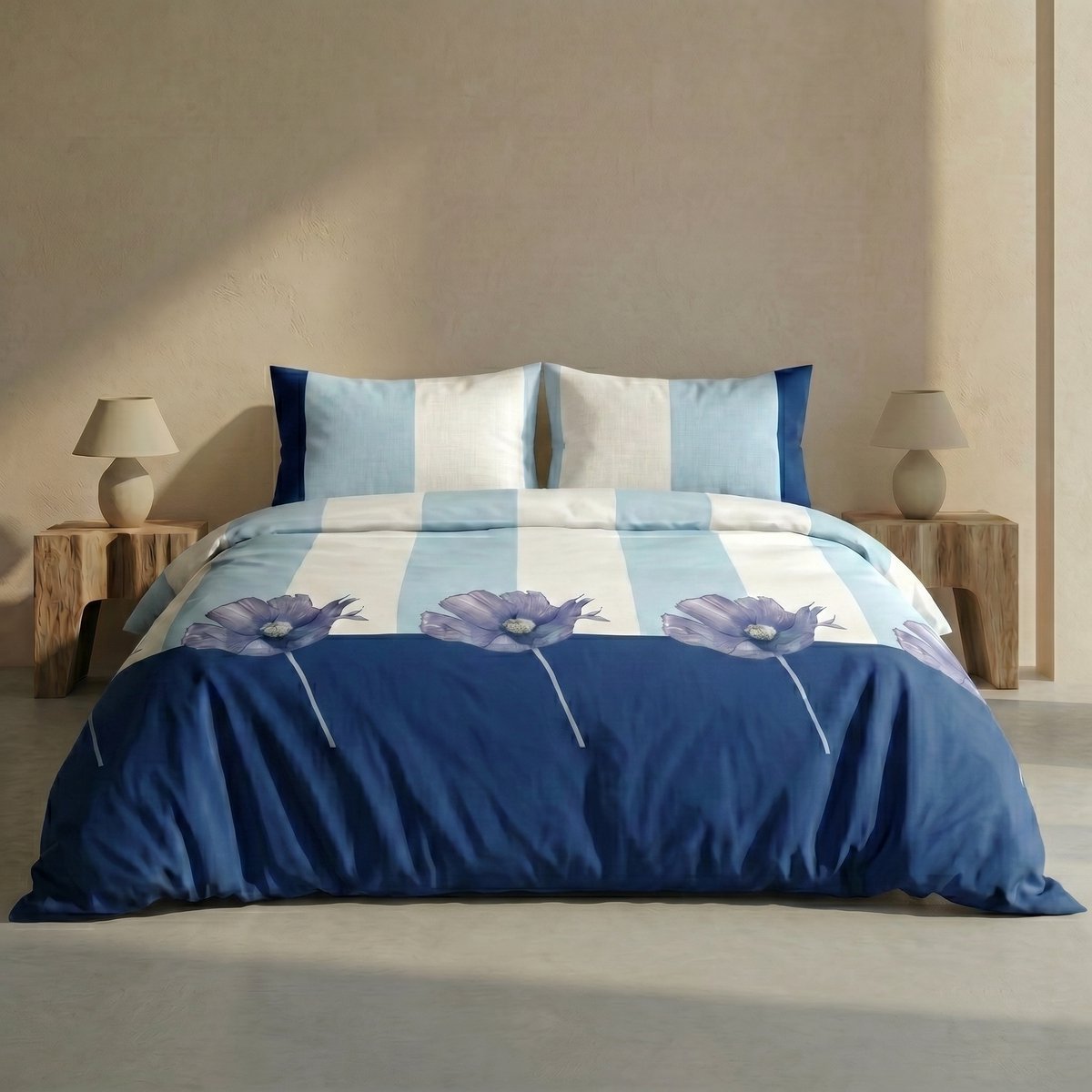 Dreamers Den Marjolijn Dekbedovertrek 240x200/220 – Percale Katoen – Bloemendessin – Extra Lang (240 cm) – Dubbelzijdige Kussenslopen