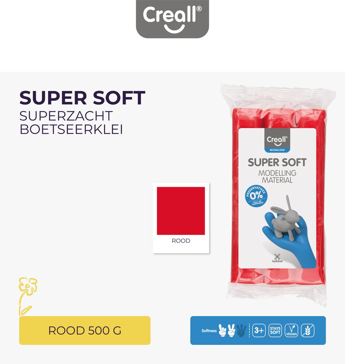 Supersoft Boetseerklei 500gr - Rood