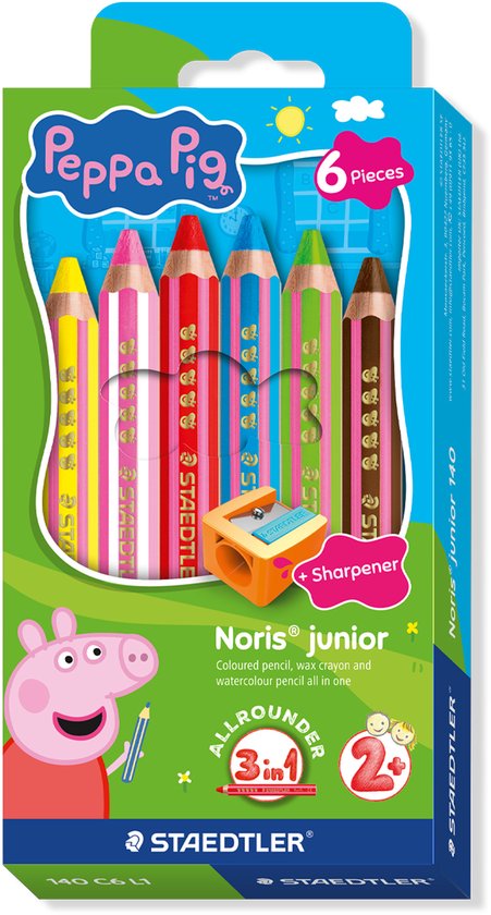 Set de crayons Staedtler Noris junior 3-en-1 avec Peppa Pig. 6 pièces.