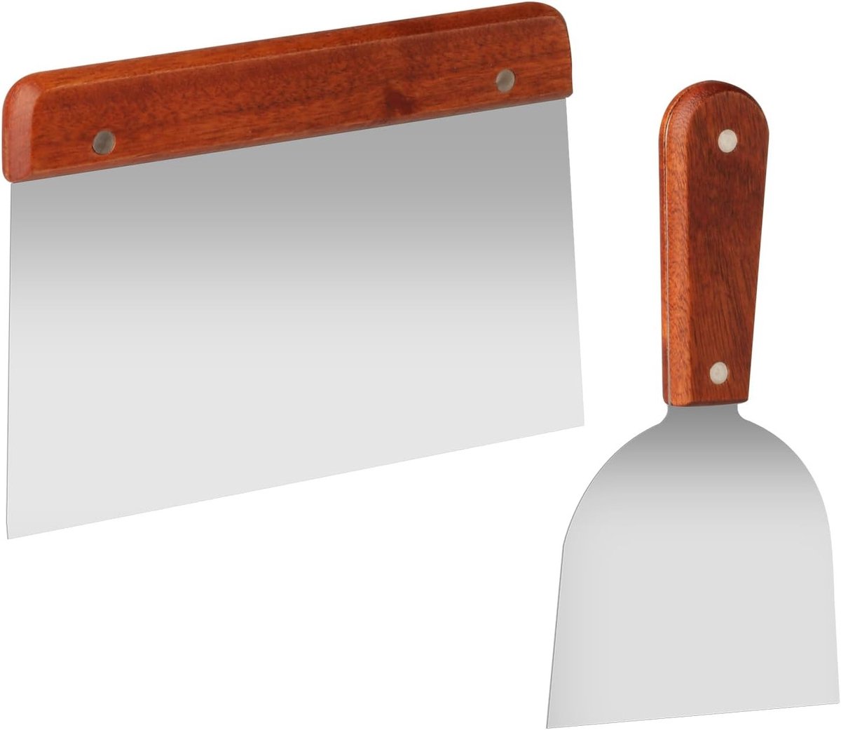 RVS deegsnijder en deegschraper met houten handvat voor pizza, taart en deegbewerking