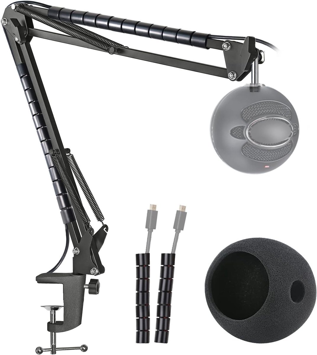 Microfoonstandaard met windscherm en popfilter - Verstelbare schommelarm voor optimale geluidsopname met Blue Snowball ICE compatibiliteit