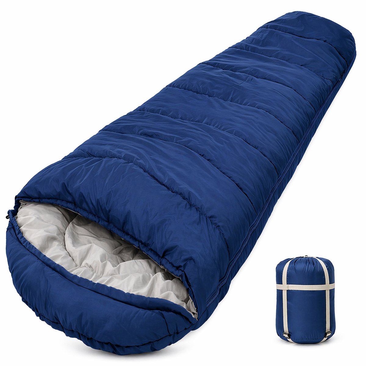 Sello! slaapzak – mummy – lichtgewicht – thermo – 4°C tot -10°C – outdoor – survival – kamperen – 205x75cm – blauw