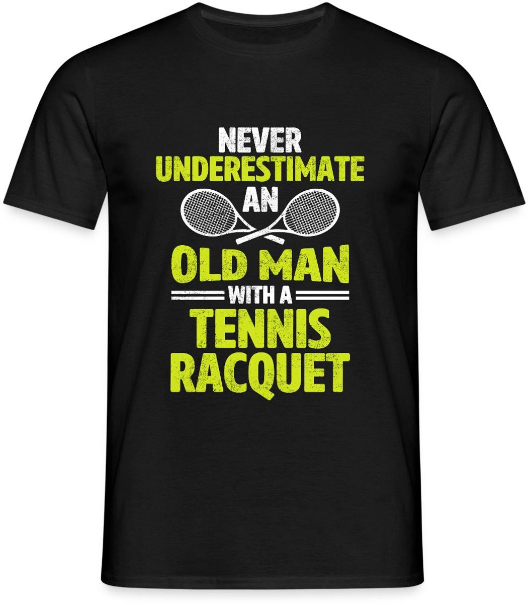 Onderschat Nooit Een Oude Man Met Tennisracket T-Shirt Heren