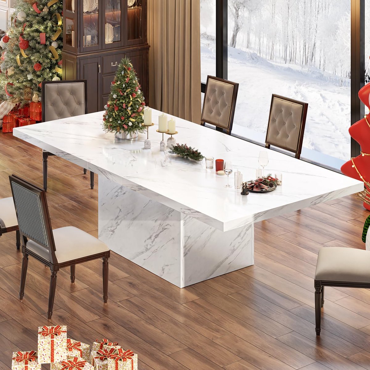 Eettafel 180x80 cm Rechthoekig 6-8 Personen Industriële Keukentafel Eetkamertafel Vintage Bruin wit Vermissen