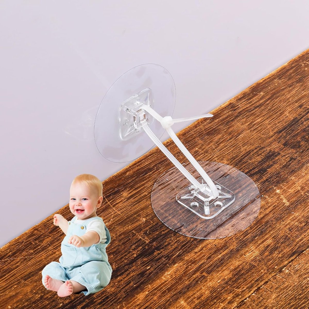 30 Stuks Zelfklevende Meubelankers voor Babyveiligheid met Nylon Anti-Tip Bevestigingsriemen en Geen Boren Nodig voor Meubelbescherming
