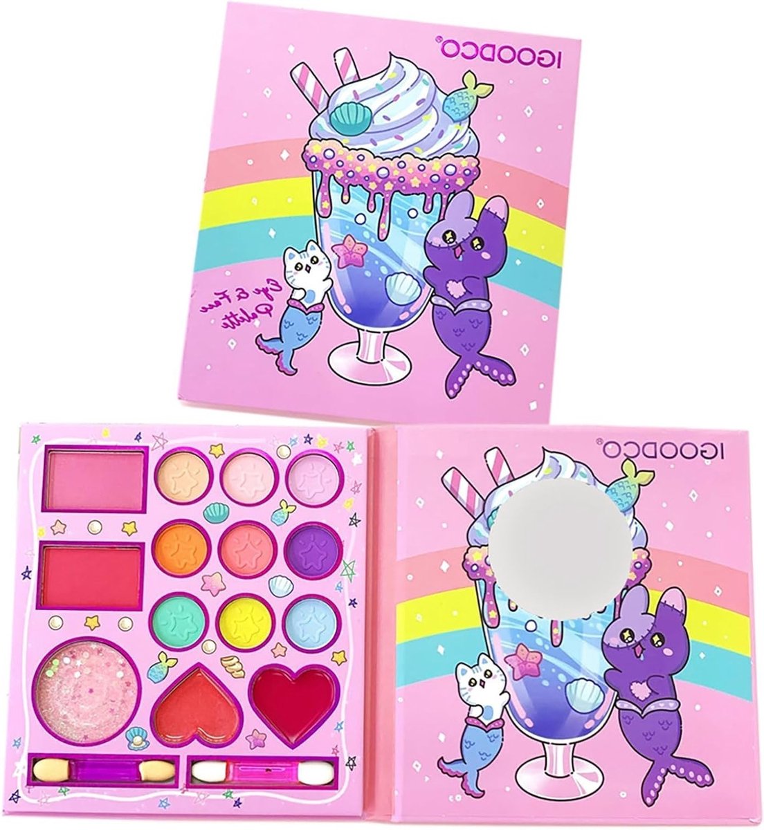 Complete Make-up Set voor Meisjes, Veilig en Wasbaar, Halloween Make-up voor Kinderen, DIY Prinsessen Make-up voor Creatieve Spelletjes (14 Kleuren)