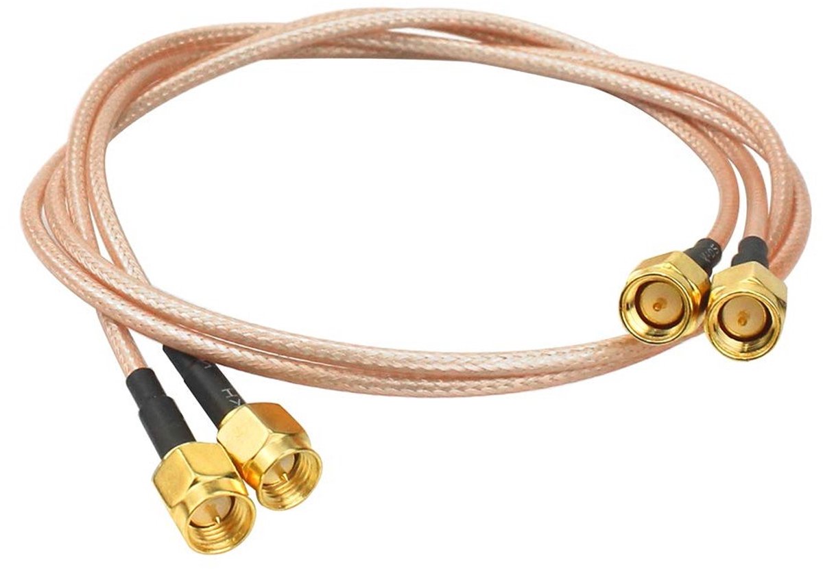 2 Stuks SMA Male naar SMA Male RG316 Coaxiale Kabel voor WiFi Antenne, SDR Apparaten en FPV Toepassingen (50CM)