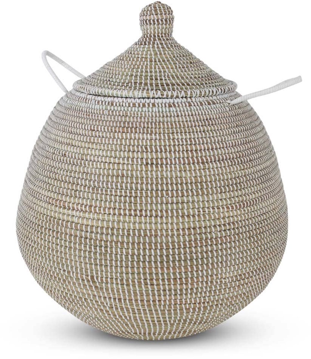 Safaary - Rieten Mand met Deksel van Zeegras Wit Tajine