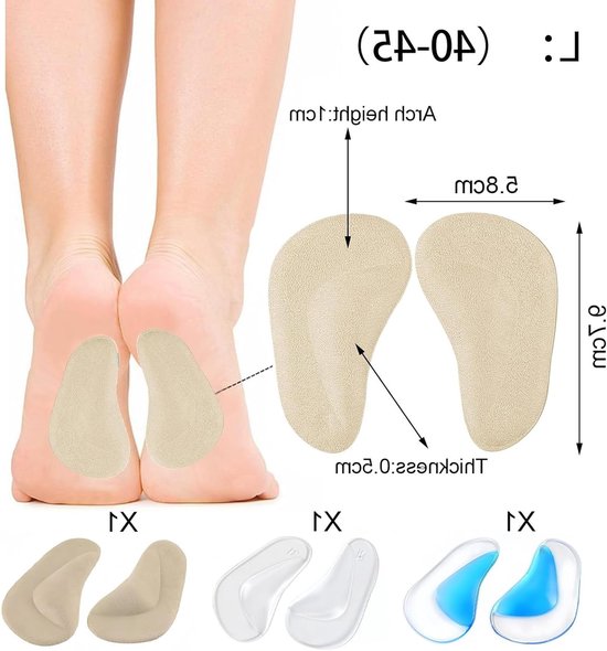 Orthopedische Gelzolen voor Ondersteuning van de Voetboog, Ideaal bij Plantaire Fasciitis en Comfortabele Schoenen — afbeelding 5