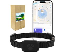 GPS KattenTracker - Zonder Maandelijkse Kosten - Werkt Met iOS/Android - IP67 Waterdicht - CR2032 Batterij (1+ Jaar) - Verstelbare Nylon Halsband - Zwart