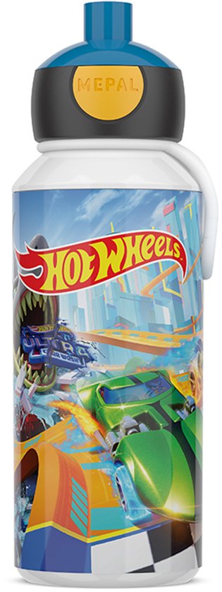 Mepal Pop-up drinkfles Campus - 400 ml - Sluit goed af - Drinkbeker voor kinderen - Hot Wheels