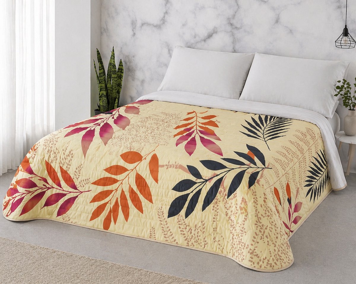 Luxe Bedsprei - Zomerdeken - Deken - Boutis - 240 x 270 cm - 2 personen - Gematlasseerd - Azileaf