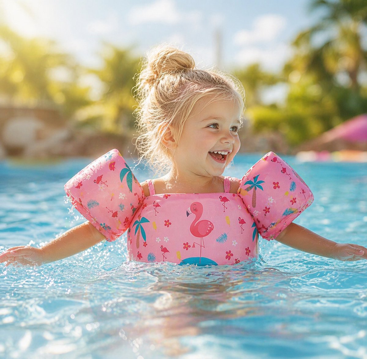 VoordeelShop® Puddle Jumper Zwemvest 2 - 6 Jaar - Incl. Veiligheidssluiting - Flamingo - Zwembandjes Drijfvest & Zwemvleugels - Swimtrainer & Zwemgordel - Zwemvest Kinderen - Peuter - 25 KG — afbeelding 2
