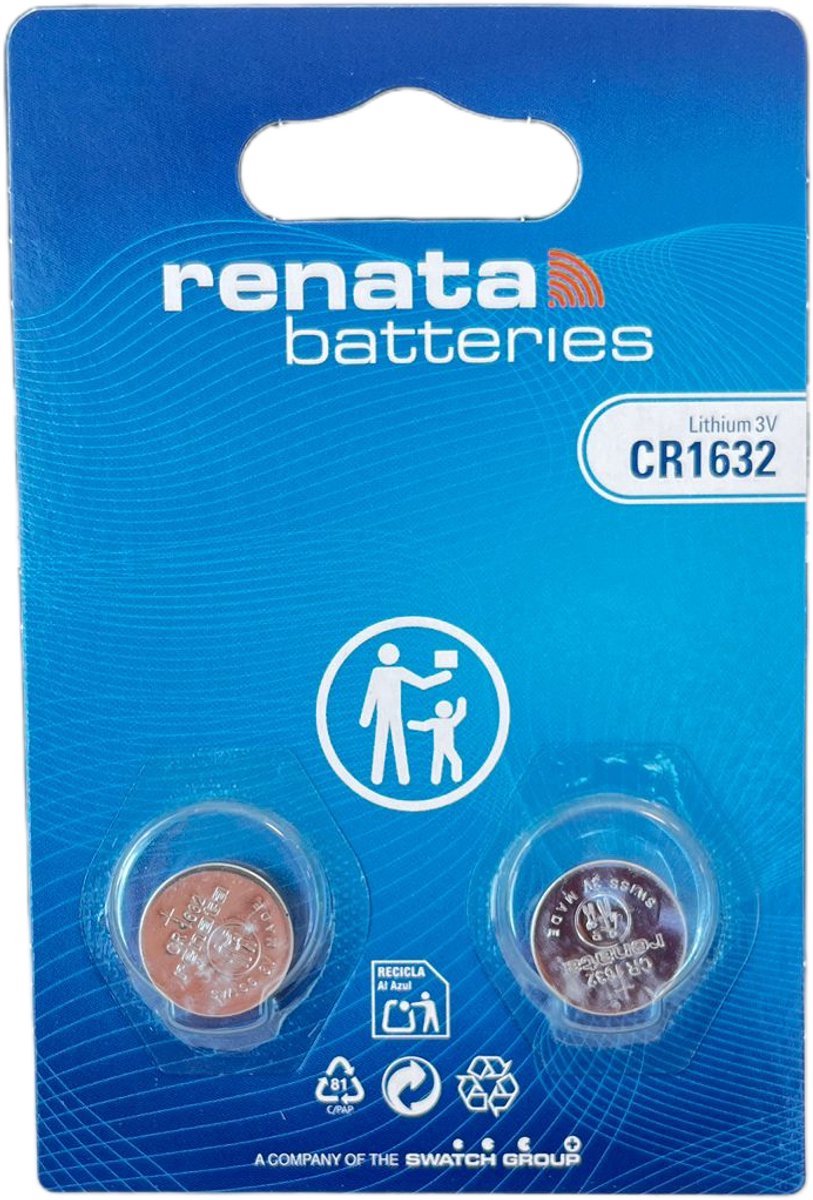 Renata - Knoopcel batterijen - CR1632 - Lithium - 3V - 2 stuks