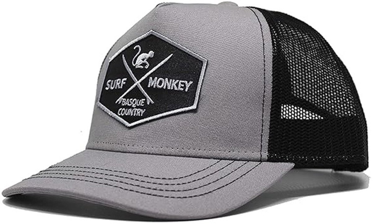 Surf Monkey - Trucker Cap - 5 Panel - One Size - Snapback - Zwartgrijs