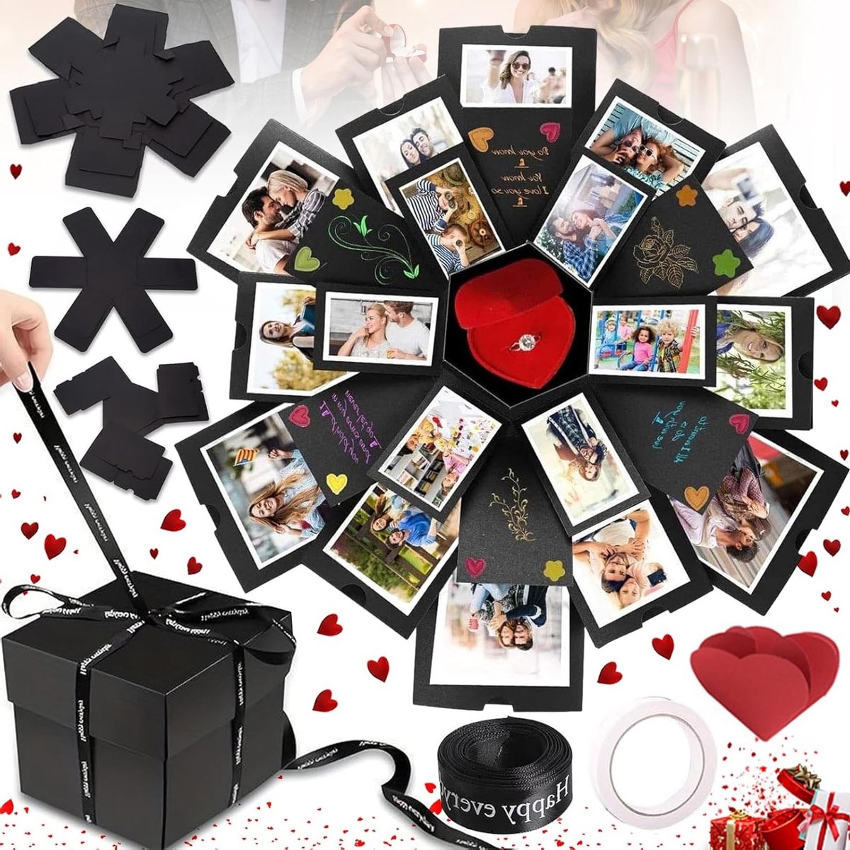 Creatieve explosiedoos voor foto's, DIY cadeaubox, gepersonaliseerd fotoalbum en scrapbook voor verjaardagen en speciale gelegenheden