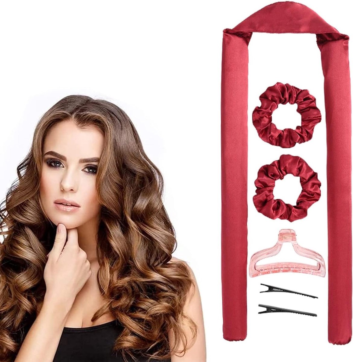 Zijdeachtige Haarrollers voor Krullen zonder Hitte, Ideaal voor Lang Haar, Comfortabele Slaapset voor Mooie Krullen