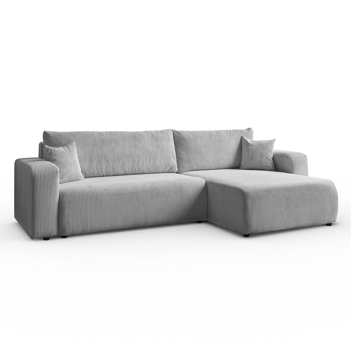 Hoekbank Sofia L-vormige, 277 x 143 cm met Slaapfunctie en Opbergbak, Bank, Corduroy, Slaapbank, Universele Bank, Lichtgrijs