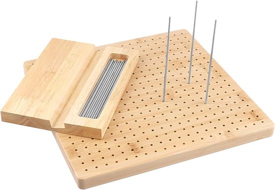 Set van 2 vierkante blokkeerplanken van 25 x 25 cm met 30 pennen, ideaal voor haken, breien en creatief handwerk van Merkloos — afbeelding 3
