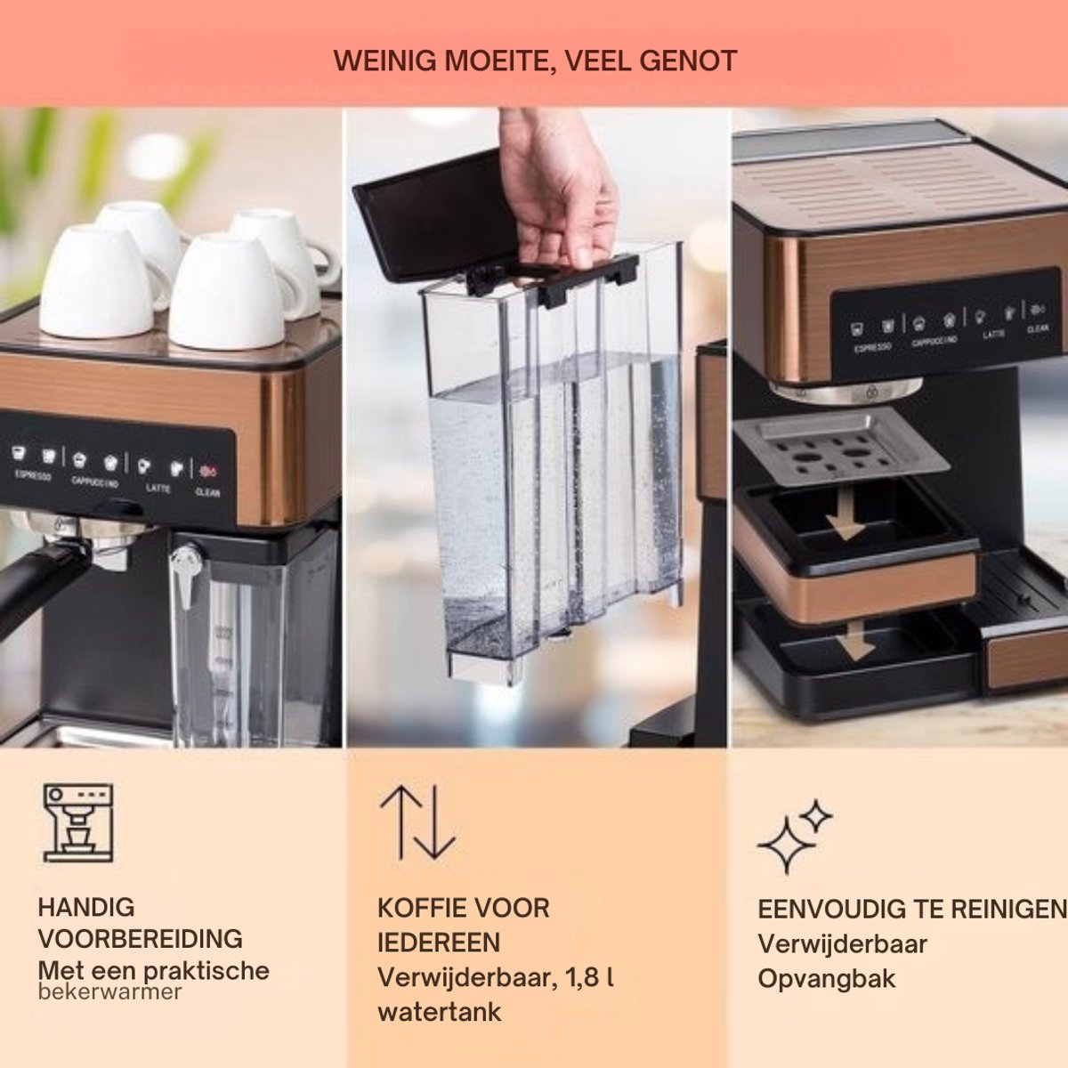 Thuys - Espressomachine - Koffiezetapparaat - Koffiemachines - Bruin — afbeelding 4