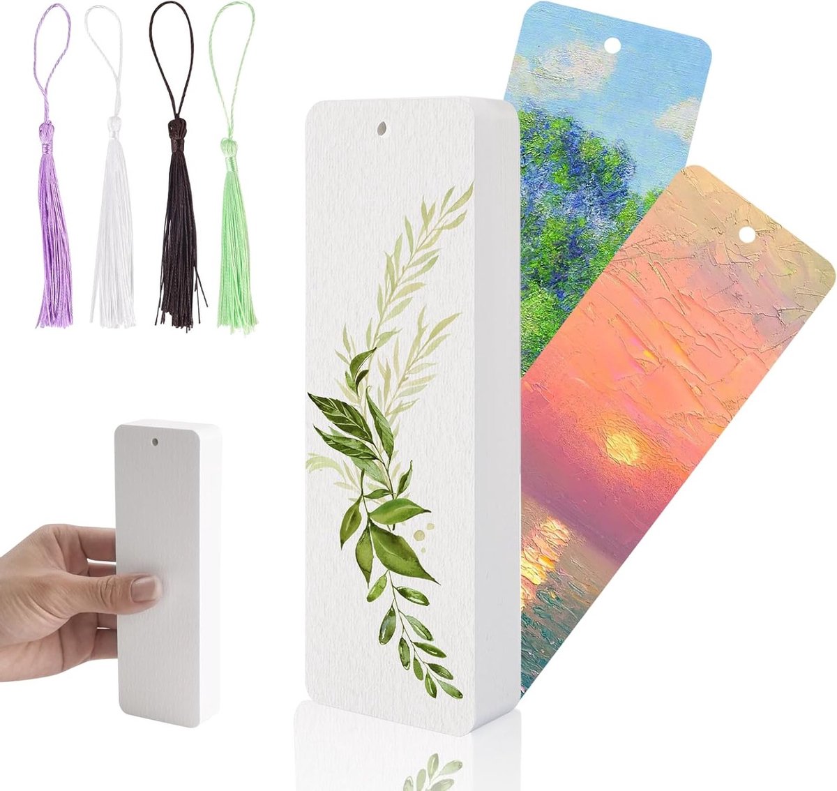 50 Stuks Blanko Watercolor Boekenleggers van 300g voor Kleuren, Schilderen en Creatieve Projecten met Kleurige Penseeltjes