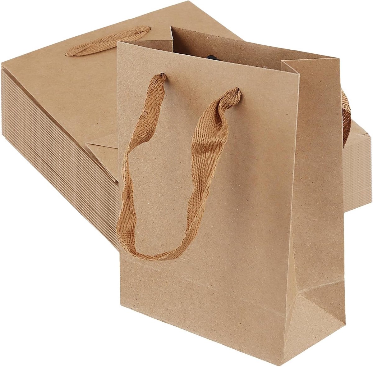 40 Pack Kraft Papier Gift Zakken met Doek Handvatten - Bruine Verpakkingen voor Verjaardag, Bruiloft en Feestelijke Gelegenheden, 12 x 6 x 17 cm