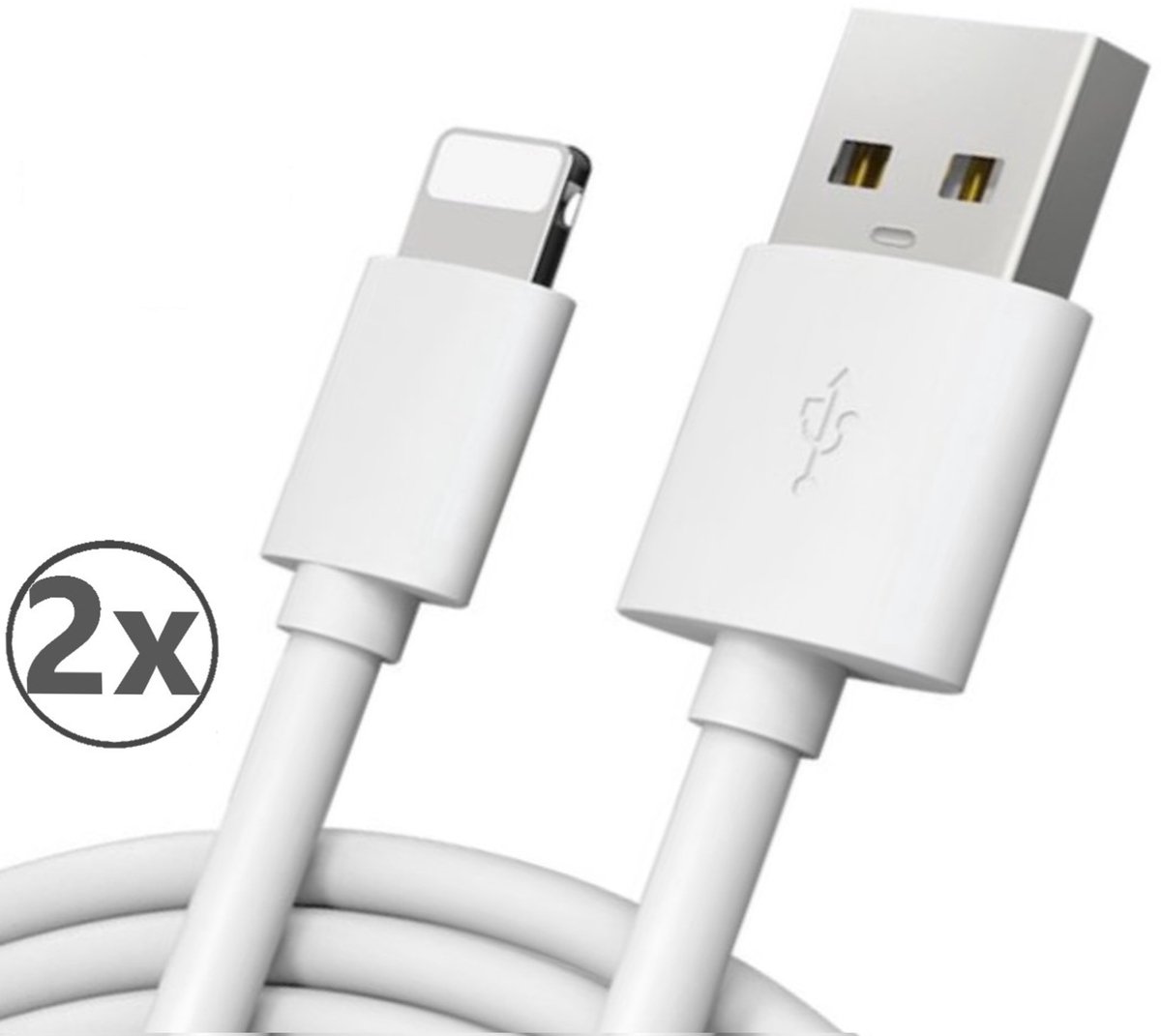 USB naar 8 Pin Kabel geschikt voor iPhone - 2 stuks 1 meter - Oplaadkabel - Wit - Datakabel - Oplader